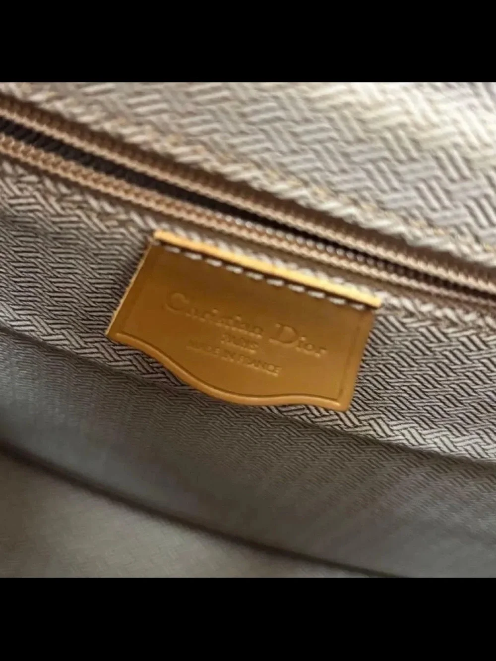 Dior Beige Monogram Crossbody with Brown Trim
